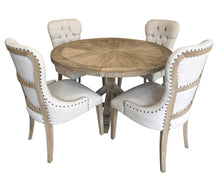 Load image into Gallery viewer, Farmhouse Diamond 48&#39;&#39; Round Dining Table Set of 5
