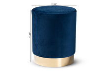 Load image into Gallery viewer, Baxton Studio Chaela Contemporary Glam and Luxe Navy Blue Velvet Fabric Upholstered and Gold Finished Metal Ottoman
