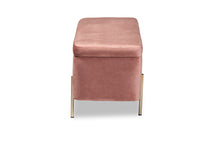 Load image into Gallery viewer, Baxton Studio Rockwell Contemporary Glam and Luxe Blush Pink Velvet Fabric Upholstered and Gold Finished Metal Storage Bench
