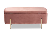 Load image into Gallery viewer, Baxton Studio Rockwell Contemporary Glam and Luxe Blush Pink Velvet Fabric Upholstered and Gold Finished Metal Storage Bench
