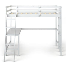 Load image into Gallery viewer, Twin Size Loft Bed Frame with Desk Angled and Built-in Ladder-White
