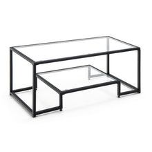 Load image into Gallery viewer, Modern Rectangular Coffee Table with Glass Table Top-Black
