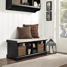 Load image into Gallery viewer, Brennan Storage Bench Black/Tan - Bench, 2 Wicker Basekets
