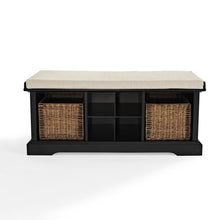 Load image into Gallery viewer, Brennan Storage Bench Black/Tan - Bench, 2 Wicker Basekets
