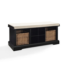 Load image into Gallery viewer, Brennan Storage Bench Black/Tan - Bench, 2 Wicker Basekets
