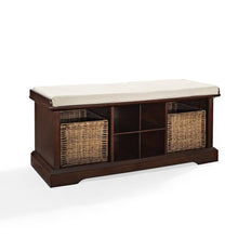 Load image into Gallery viewer, Brennan Storage Bench Mahogany/Tan - Bench, 2 Wicker Basekets
