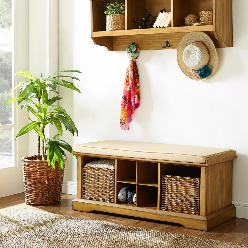 Brennan Storage Bench Natural/Tan - Bench, 2 Wicker Basekets