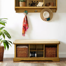 Load image into Gallery viewer, Brennan Storage Bench Natural/Tan - Bench, 2 Wicker Basekets
