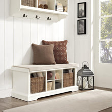 Load image into Gallery viewer, Brennan Storage Bench White/Tan - Bench, 2 Wicker Basekets
