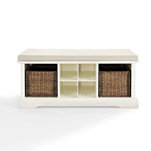 Load image into Gallery viewer, Brennan Storage Bench White/Tan - Bench, 2 Wicker Basekets
