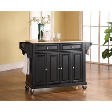 Load image into Gallery viewer, Full Size Wood Top Kitchen Cart Black/Natural
