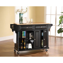 Load image into Gallery viewer, Full Size Wood Top Kitchen Cart Black/Natural
