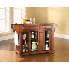 Load image into Gallery viewer, Alexandria Granite Top Full Size Kitchen Island/Cart Cherry/Black
