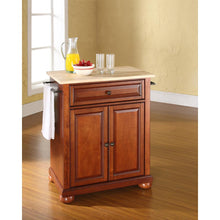 Load image into Gallery viewer, Alexandria Wood Top Portable Kitchen Island/Cart Cherry/Natural
