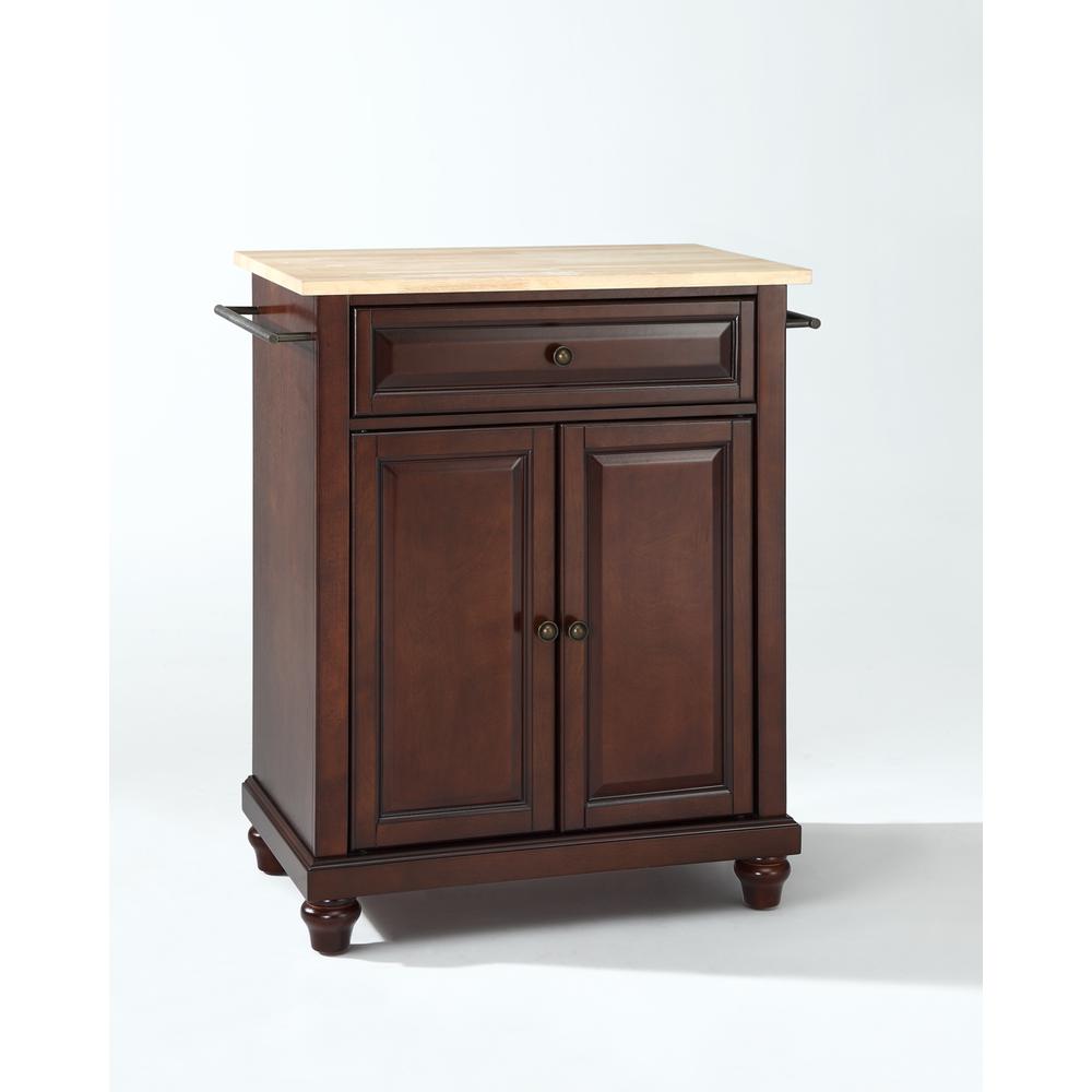 Cambridge Wood Top Portable Kitchen Island/Cart Mahogany/Natural