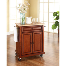 Load image into Gallery viewer, Compact Wood Top Kitchen Cart Cherry/Natural
