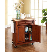 Load image into Gallery viewer, Compact Wood Top Kitchen Cart Cherry/Natural
