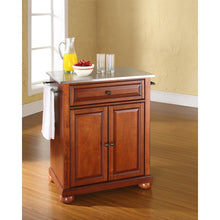 Load image into Gallery viewer, Alexandria Stainless Steel Top Portable Kitchen Island/Cart Cherry/Stainless Steel
