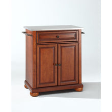 Load image into Gallery viewer, Alexandria Stainless Steel Top Portable Kitchen Island/Cart Cherry/Stainless Steel
