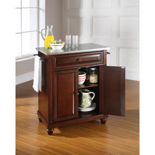 Load image into Gallery viewer, Cambridge Stainless Steel Top Portable Kitchen Island/Cart Mahogany/Stainless Steel
