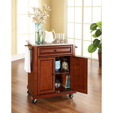 Load image into Gallery viewer, Compact Stainless Steel Top Kitchen Cart Cherry/Stainless Steel
