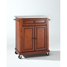 Load image into Gallery viewer, Compact Stainless Steel Top Kitchen Cart Cherry/Stainless Steel
