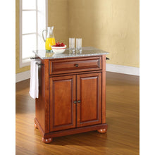 Load image into Gallery viewer, Alexandria Granite Top Portable Kitchen Island/Cart Cherry/Gray
