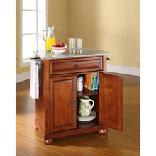 Load image into Gallery viewer, Alexandria Granite Top Portable Kitchen Island/Cart Cherry/Gray
