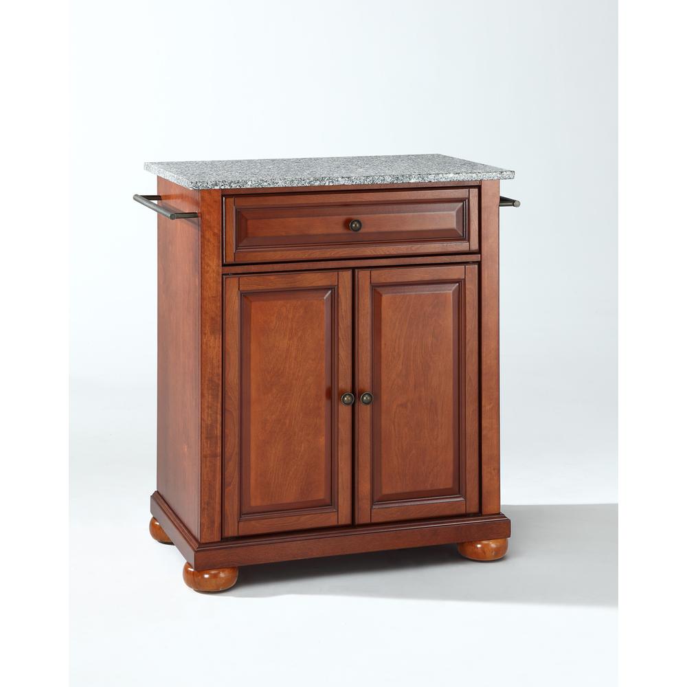 Alexandria Granite Top Portable Kitchen Island/Cart Cherry/Gray