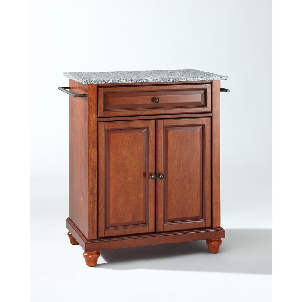 Cambridge Granite Top Portable Kitchen Island/Cart Cherry/Gray