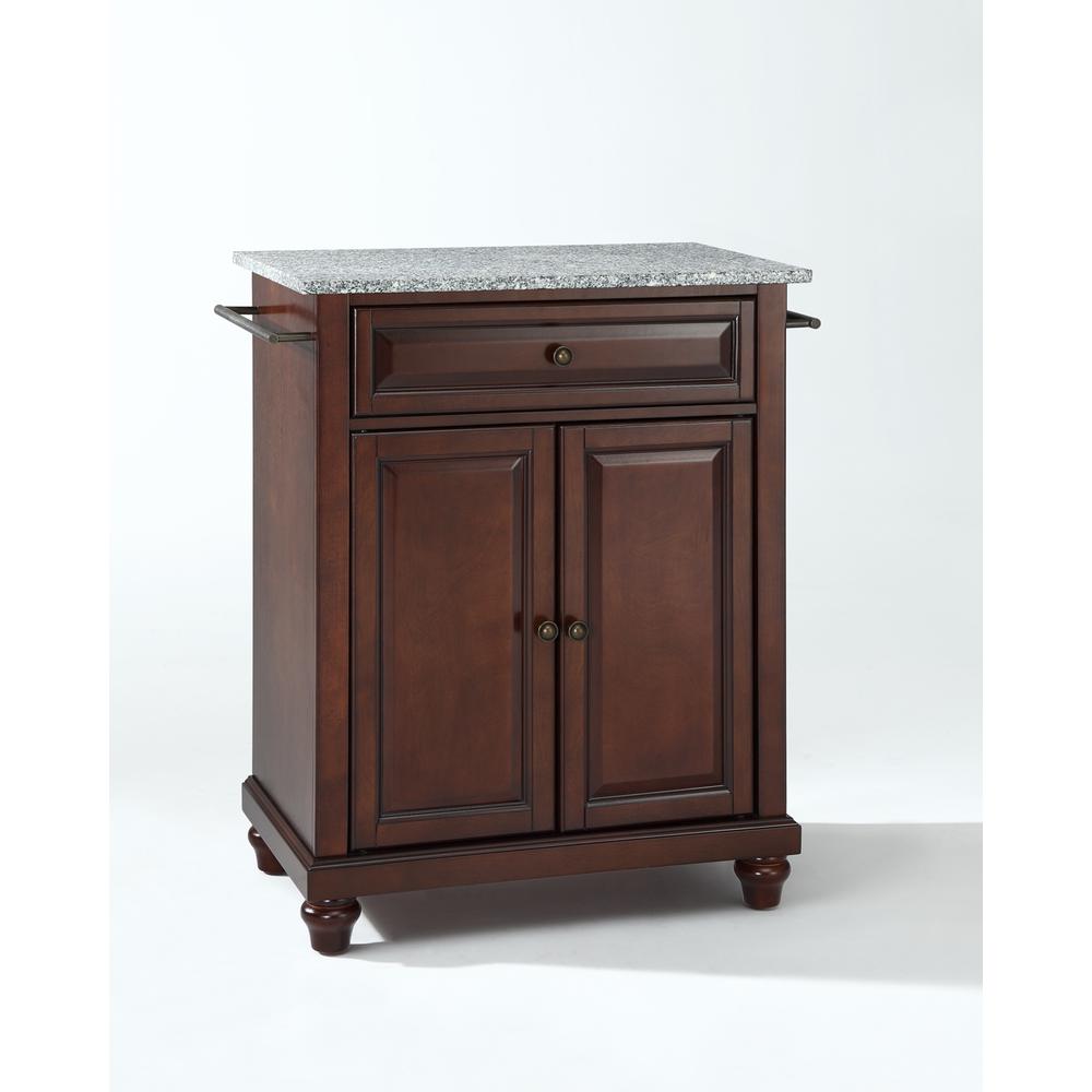 Cambridge Granite Top Portable Kitchen Island/Cart Mahogany/Gray