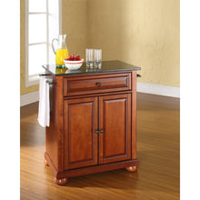 Load image into Gallery viewer, Alexandria Granite Top Portable Kitchen Island/Cart Cherry/Black
