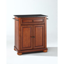 Load image into Gallery viewer, Alexandria Granite Top Portable Kitchen Island/Cart Cherry/Black
