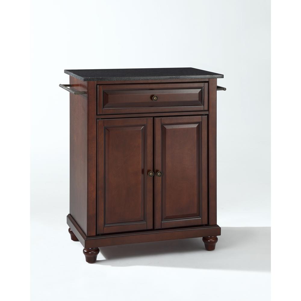 Cambridge Granite Top Portable Kitchen Island/Cart Mahogany/Black