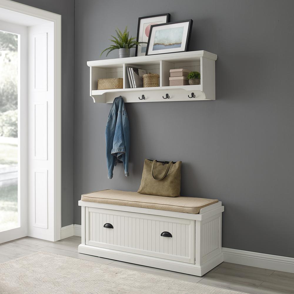 Seaside 2Pc Entryway Set Distressed White - Bench, Shelf