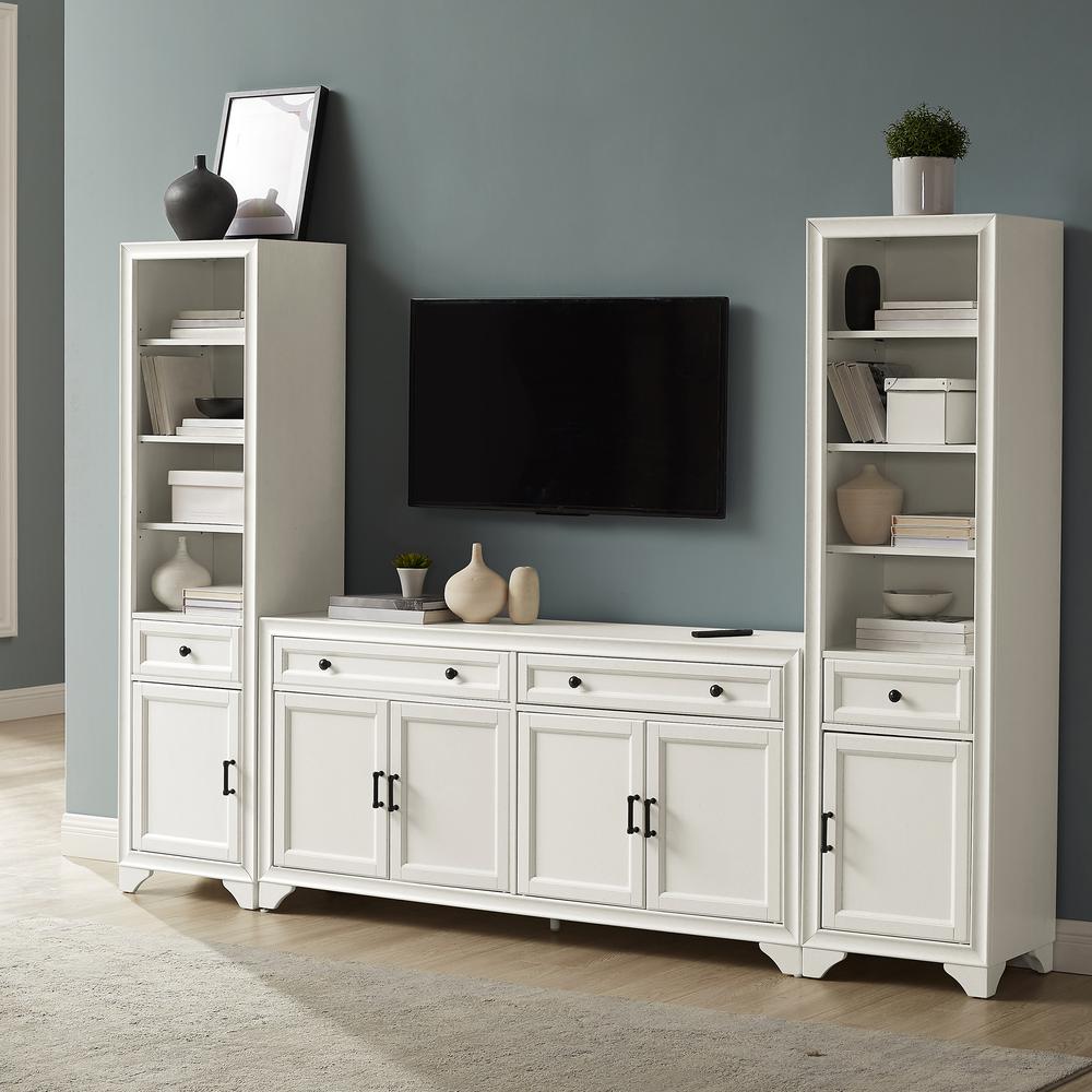 Tara 3Pc Entertainment Set Distressed White - Sideboard & 2 Bookcases