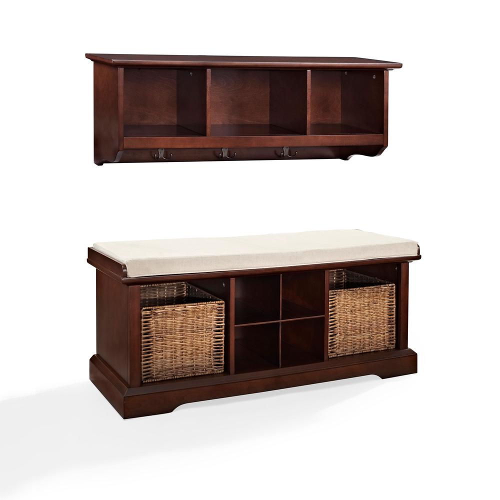 Brennan 2Pc Entryway Set Mahogany/Tan - Bench, Shelf