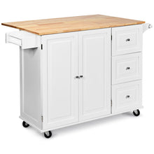 Load image into Gallery viewer, Kitchen Island Trolley Cart Wood with Drop-Leaf Tabletop and Storage Cabinet-White
