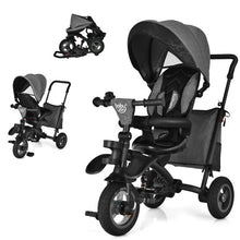 Load image into Gallery viewer, 7-In-1 Baby Folding Tricycle Stroller with Rotatable Seat-Gray
