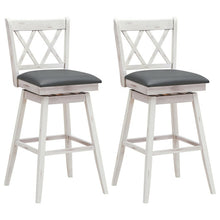 Load image into Gallery viewer, 2 Pieces 29 Inches Swivel Counter Height Barstool Set with Rubber Wood Legs-White
