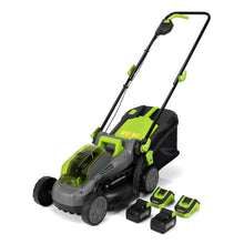 Load image into Gallery viewer, 13 Inch Cordless Lawn Mower with Brushless Motor  4Ah Battery and Charger-Green
