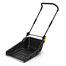 Load image into Gallery viewer, Folding Snow Pusher Scoop Shovel with Wheels and Handle-Black
