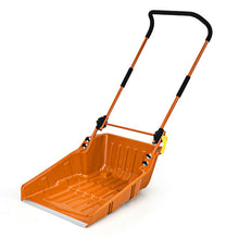 Load image into Gallery viewer, Folding Snow Pusher Scoop Shovel with Wheels and Handle-Orange
