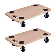 Load image into Gallery viewer, 2 Pieces Platform Dolly Rectangle Wood Utility Cart
