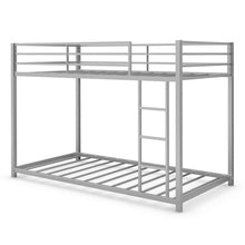 Load image into Gallery viewer, Twin Over Twin Bunk Bed Frame Platform with Guard Rails and Side Ladder-Silver
