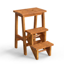 Load image into Gallery viewer, 3-in-1 Rubber Wood Step Stool with Convenient Handle-Natural
