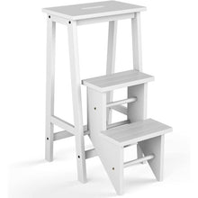 Load image into Gallery viewer, 3 Tier Step Stool 3 in 1 Folding Ladder Bench-White
