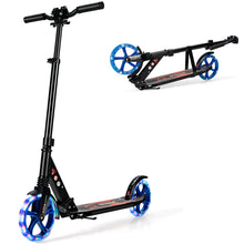 Load image into Gallery viewer, Aluminum Folding Kick Scooter with LED Wheels for Adults and Kids-Black
