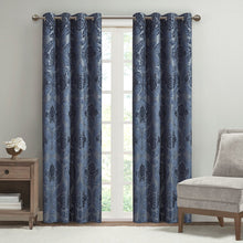 Load image into Gallery viewer, Amelia Knitted Jacquard Paisley Total Blackout Grommet Top Curtain Panel - SS40-0206
