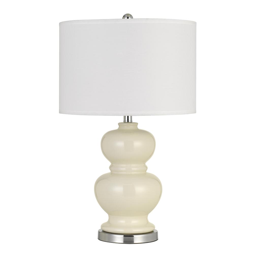 Bergamo Ceramic Table Lamp With Hardback White Fabric Shade (Sold And Priced As Pairs)